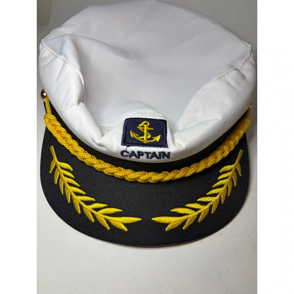 Captain Boat Yacht Costume Cosplay Hat Glasses Adjustable Embroidered Halloween